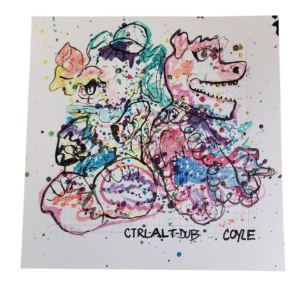 Ctrl Alt Dub original drawing on blotter art paper 10x10 inches